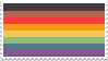 A gay pride flag stamp with the black and brown stripes added on top.